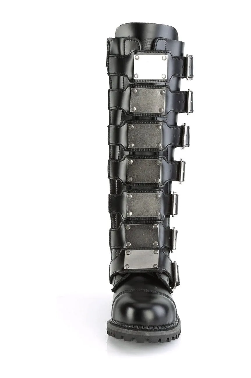 SS-RIOT-21MP Black Leather Knee Boot