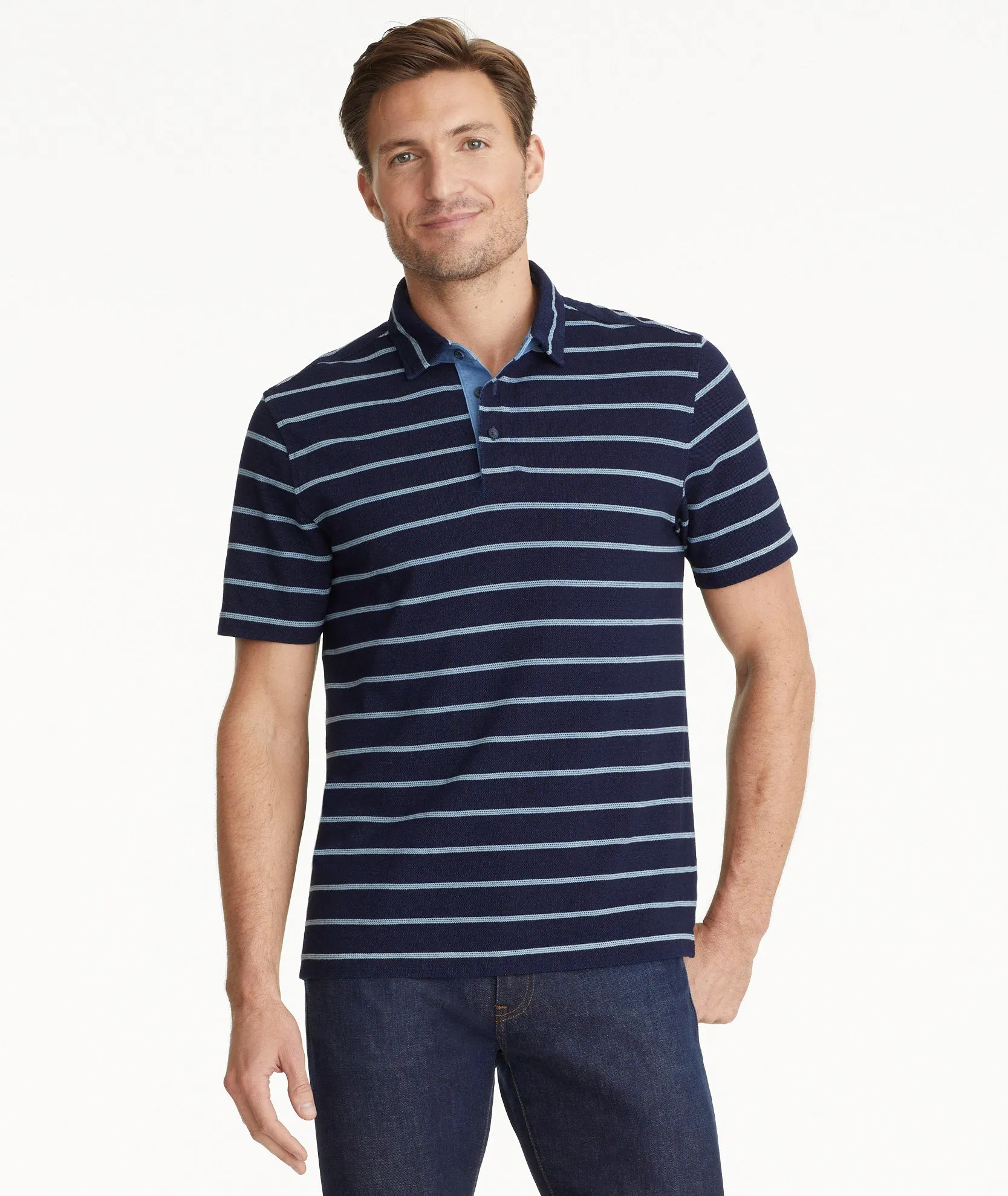 Striped Indigo Polo