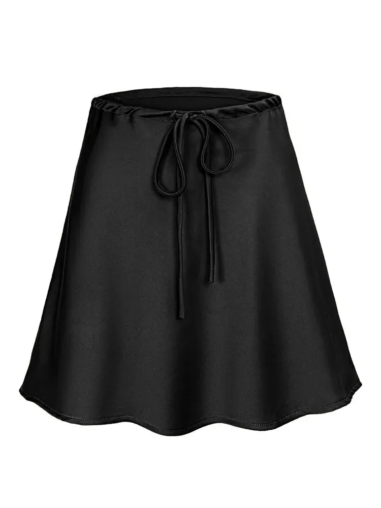 Trendy 2024 Satin Short Skirt for Women | Elegant High Waist Red Mini Skirt