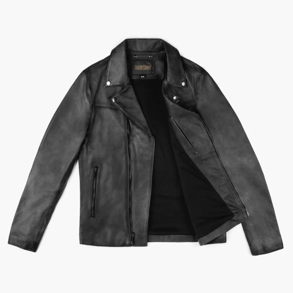 [W] Motorcycle Jacket | Distressed Black