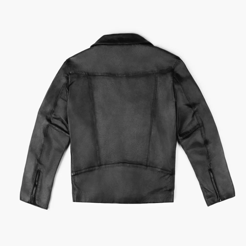 [W] Motorcycle Jacket | Distressed Black