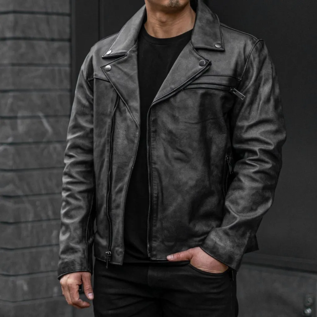 [W] Motorcycle Jacket | Distressed Black