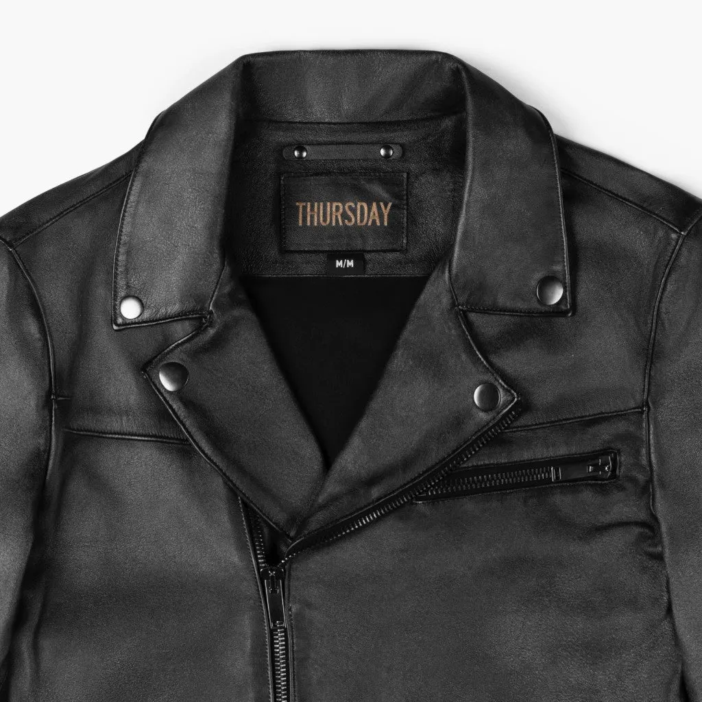 [W] Motorcycle Jacket | Distressed Black