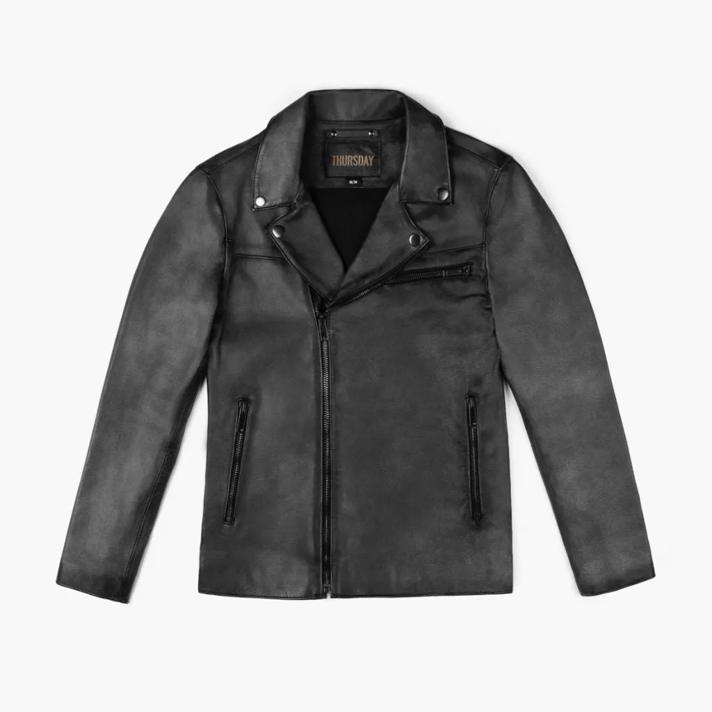 [W] Motorcycle Jacket | Distressed Black