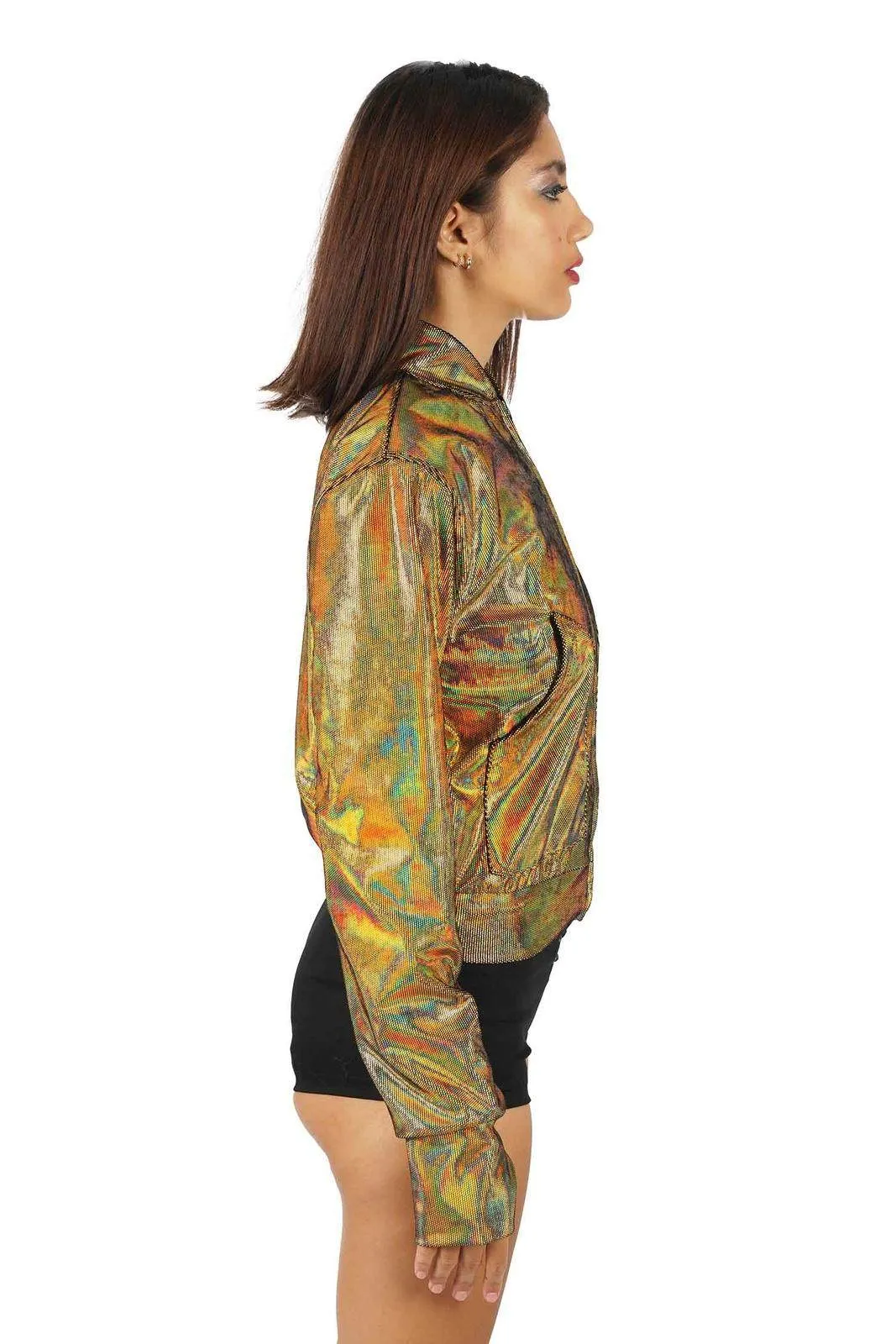 Womens Gold Bomber Jacket