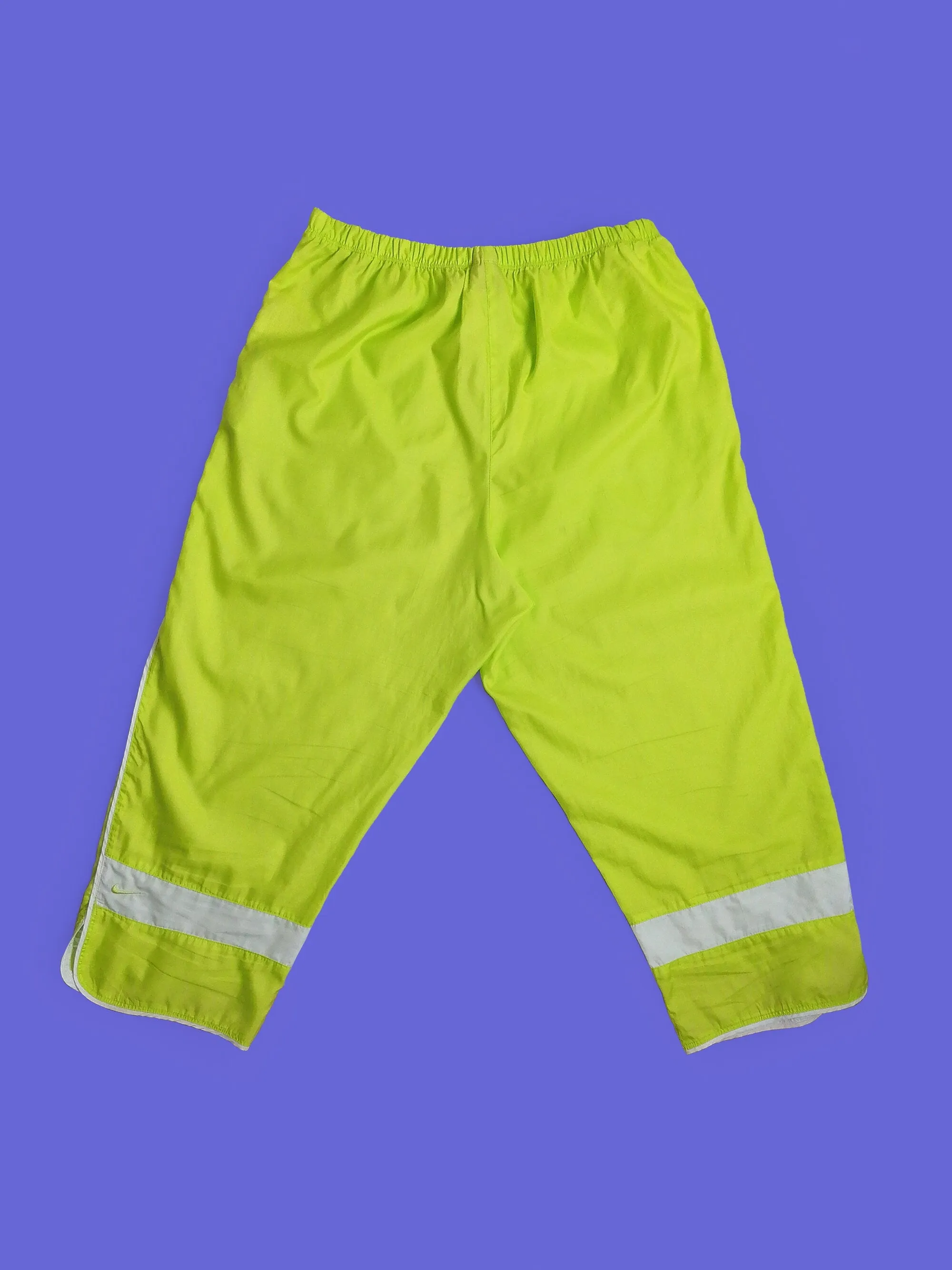 Y2K NIKE Hi-viz Baggy Soft Shell Pants Neon Green - size L / UK 12-14