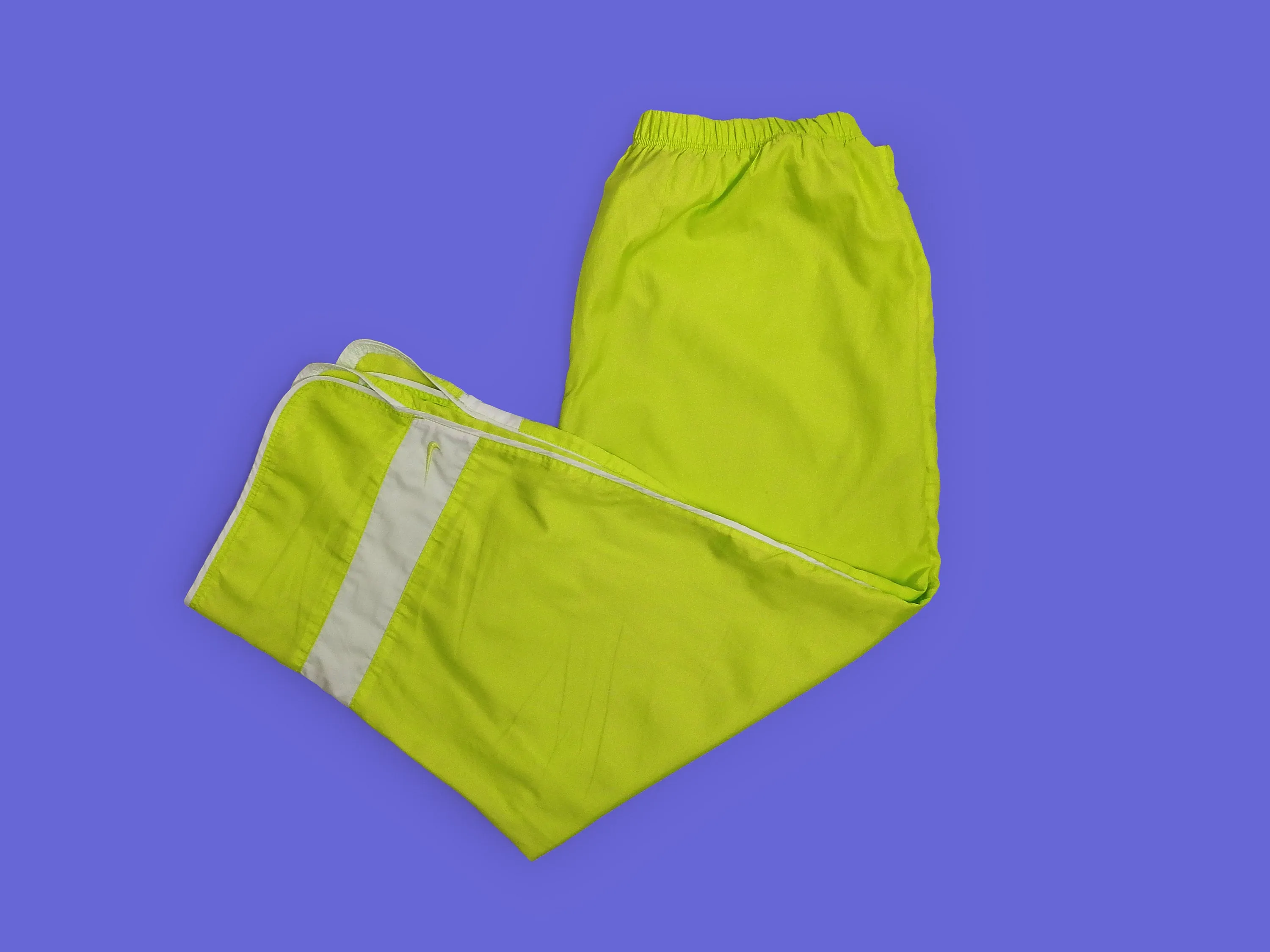 Y2K NIKE Hi-viz Baggy Soft Shell Pants Neon Green - size L / UK 12-14